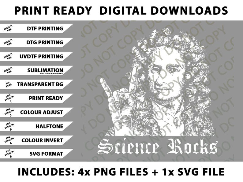 Science Rocks Newton Isaac Newton Science Rocks Png Bundle, SVG Files, Digital Downloads ...