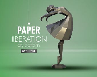 Polygonal Woman Sculpture: DIY Paper Craft Template (PDF, DXF)