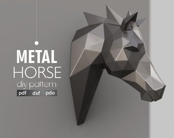 DIY Geometric Horse Head: Low Poly Metal Sculpture Template Kit