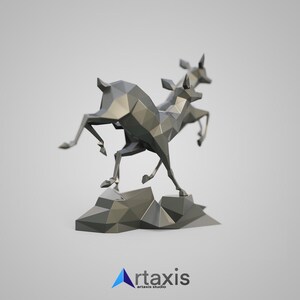 Polygonal Gazelle Metal Sculpture: DIY 3D Model (PDF, DXF) image 4