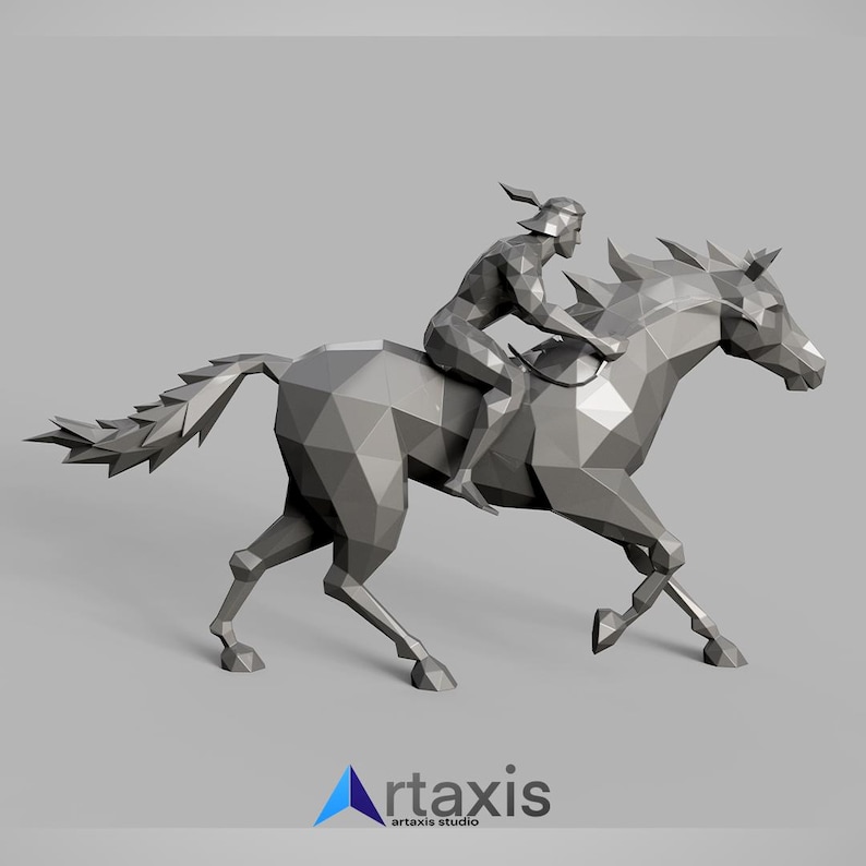 Low Poly Horse Template: 3D Sculpture PDF DXF for Metal or Papercraft ...