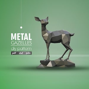 Vieleckig, Gazelle Papier Handwerk, digitale vorlage, Origami,pdf download DIY,low poly,Trophäe,Skulptur,3D Modell,dxf,pepakura,Metall art وReh
