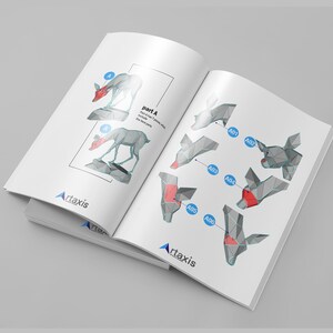 May include: A guide for building a 3D paper model of a deer. The guide shows the different parts of the deer, labeled A01 through A06, and the text "part A" with the instruction "Part A has 7 pieces, assemble the face parts."