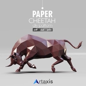 Polygonales DIY Papierstier Skulptur Muster, herunterladbare Origami Art Vorlage PDF