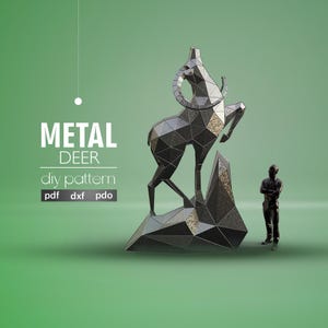 Deer Polygon-Metallschweißkit: Low-Poly-3D-Modell, digitales Muster, Pepakura-Datei für CNC-Laserschneiden
