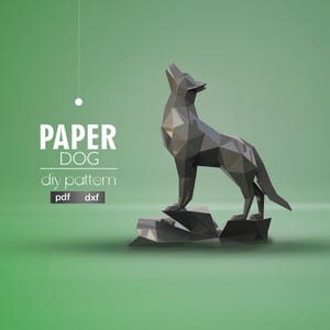 Deutscher Schäferhund Metall schweißen DIY low poly 3D Model, svg pdf, digitales Muster, Hund, Deutscher Schäferhund,3D Model.pepakura Datei,
