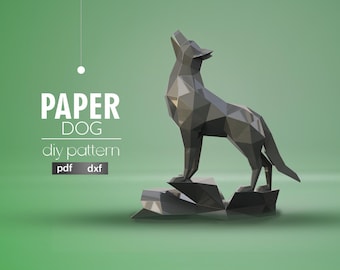 German Shepherd Metal Welding 3D Model: DIY Low Poly (PDF, DXF)