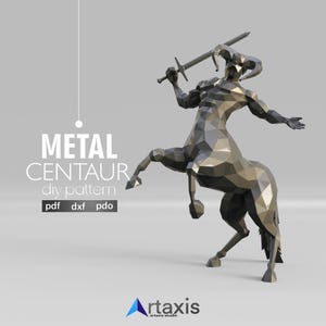 Low Poly Horse Template – 3D Sculpture PDF DXF – DIY Metal or Papercraft Polygonal Animal Design
