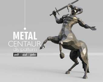 Low Poly Centaur Template: 3D Sculpture Design (PDF DXF)