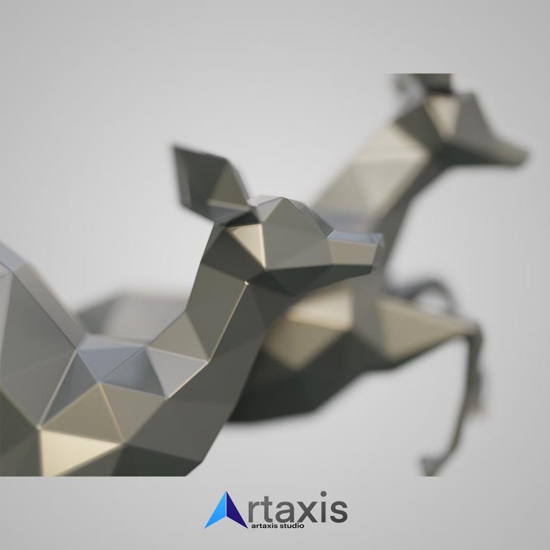 Polygonal Gazelle Metal Sculpture: DIY 3D Model (PDF, DXF) image 5