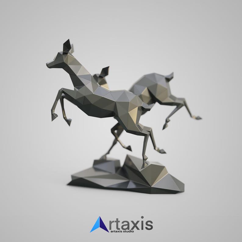 Polygonal Gazelle Metal Sculpture: DIY 3D Model (PDF, DXF) image 3