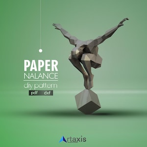 Polygonal,Balanze,digitale Vorlage,Origami,pdf download DIY,low poly,Balance,Skulptur,3D Modell,dxf,pepakura,Metallkunst