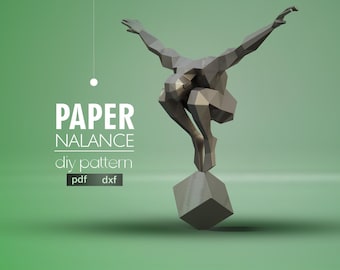 Polygonal Balance Sculpture: DIY 3D Model Template (PDF, DXF)