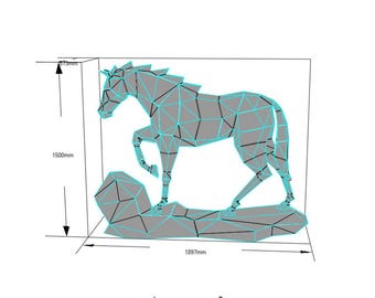 Polygonal,metal Sculpture Horse,digital Template,origami,pdf Polygonal,metal Sculpture Horse,digital Template,origami,pdf