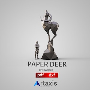 Modèle DIY de sculpture polygonale en papier pour cerf - Modèle 3D low poly à télécharger pour l'art origami