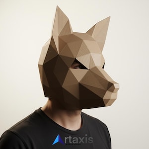 3D-utskrivbar Halloween-rävmask: DIY lågpoly Pepakura-pappersmall för kostymer