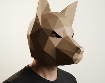 3D Printable Halloween Fox Mask: DIY Low Poly Pepakura Papercraft Template for Costumes