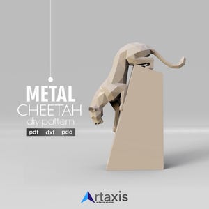 Metall Löwe Skulptur Vorlage – PDO + dxf + pdf | Sweat Kit mit Edge ID + Pepakura für CNC oder Laser Cut