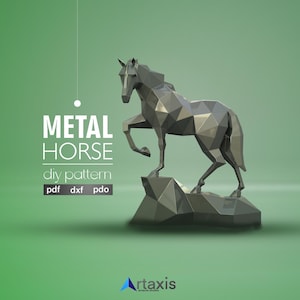 Low Poly Metall Pferd Origami Skulptur Digitale Vorlage DIY