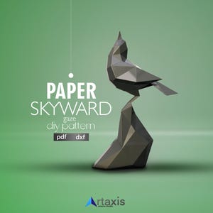 Polygonale Nachtigall 3D Papier Bastelvorlage - DIY Low Poly Vogel Skulptur - Digitaler PDF Download