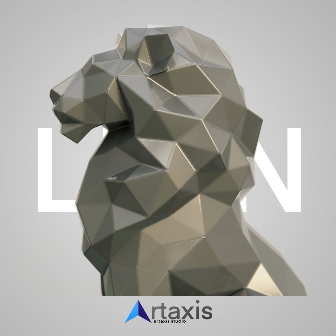 ライオンページ Low Poly Lion DIY Papercraft – PDF + DXF Templates With