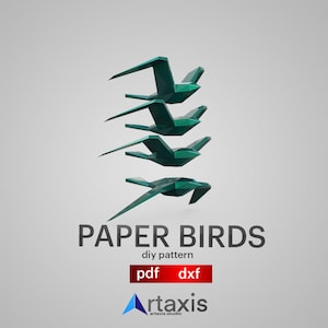 Polygonal, Nachtigall Papier Handwerk, digitale Vorlage, Origami,pdf download DIY,low poly,Vogel,Skulptur,3D Modell,dxf,pepakura,Metallkunst