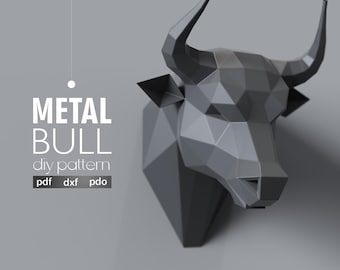 DIY Geometric Bull Head: Low Poly Metal Sculpture Template Kit