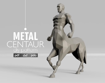Low Poly Centaur Template: 3D Sculpture PDF DXF (Digital Download)