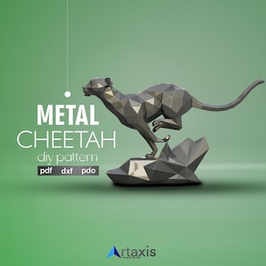 Metall Löwe Skulptur Vorlage – PDO + dxf + pdf | Sweat Kit mit Edge ID + Pepakura für CNC oder Laser Cut