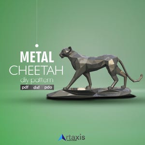 Metall Löwe Skulptur Vorlage – PDO + dxf + pdf | Sweat Kit mit Edge ID + Pepakura für CNC oder Laser Cut