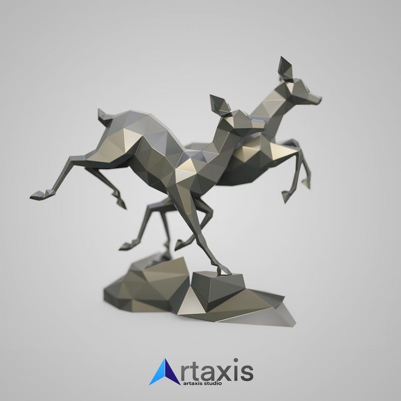 Polygonal Gazelle Metal Sculpture: DIY 3D Model (PDF, DXF) image 7