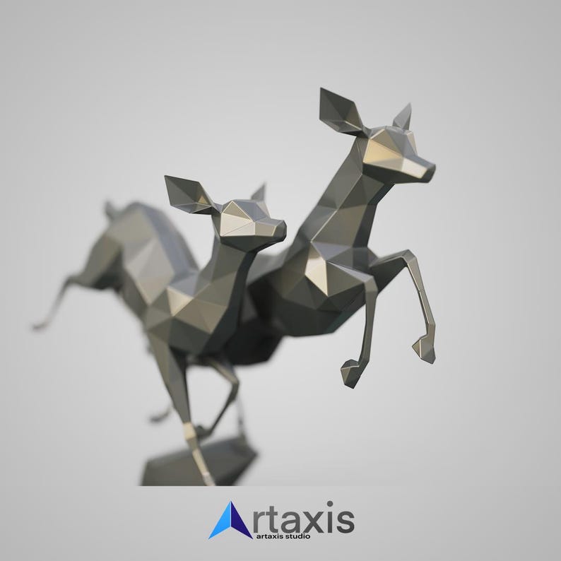 Polygonal Gazelle Metal Sculpture: DIY 3D Model (PDF, DXF) image 6
