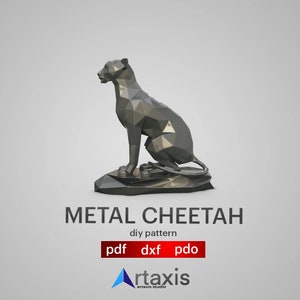 Metall Löwe Skulptur Vorlage – PDO + dxf + pdf | Sweat Kit mit Edge ID + Pepakura für CNC oder Laser Cut