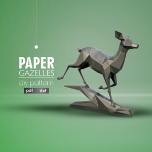 polygonal, Metallskulptur Gazelle, digitale Vorlage, Origami, PDF Download DIY, Low Poly, Metallkunst, Skulptur, 3D-Modell, dxf,Pepakura,Metallkunst,