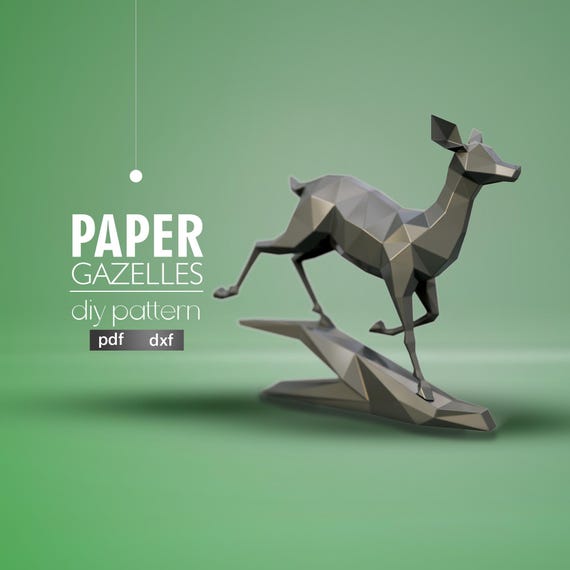 Polygonal Gazelle Metal Sculpture: DIY 3D Model (PDF, DXF)