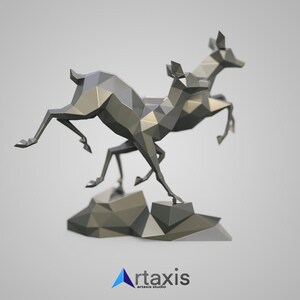 Polygonal Gazelle Metal Sculpture: DIY 3D Model (PDF, DXF) image 2