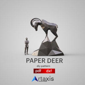 polygonal, Papierskulptur Hirsch, digitale Vorlage, Origami, PDF Download DIY, Low Poly, Papierkunst, Skulptur, 3D-Modell, dxf,Pepakura,Papierkunst