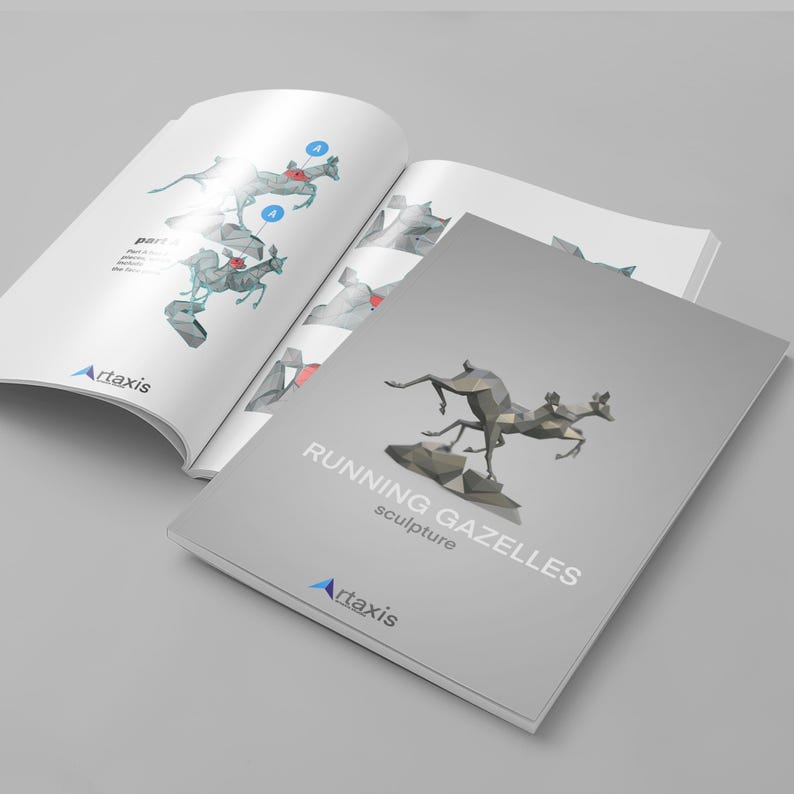 Polygonal Gazelle Metal Sculpture: DIY 3D Model (PDF, DXF) image 8
