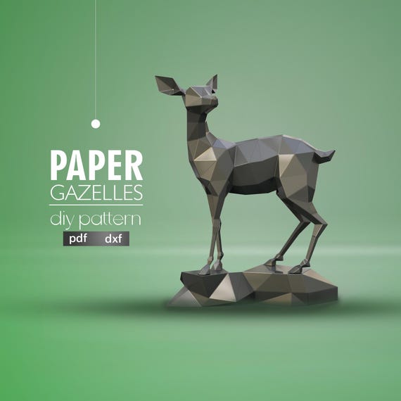 Polygonal Metal Gazelle Sculpture: DIY 3D Model (PDF, DXF)