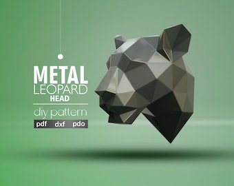 Geometric Lion Head Sculpture: DIY Low Poly Wall Decor, Metal Paper Origami Abstract Art