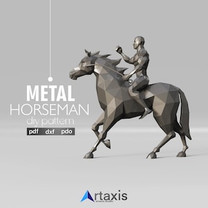 Szablon Low Poly Horse – Rzeźba 3D PDF DXF – DIY Metal lub Papercraft Wielokątny projekt zwierzęcia