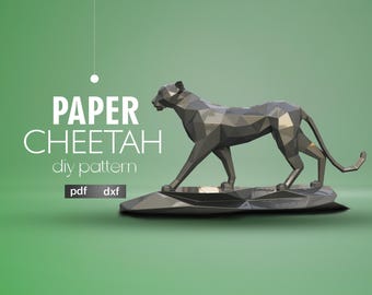 Low Poly Lion Papercraft: 3D Geometric Wall Art (PDF + DXF)