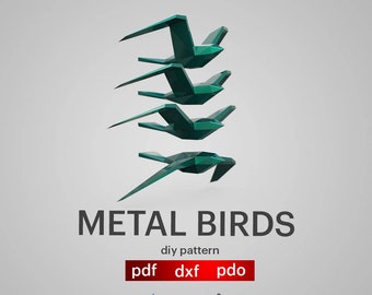Low Poly Bird 3D Model: Metal Welding CNC Laser Cut (PDF, DXF)