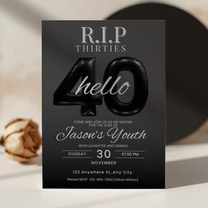 RIP 30s 40th Birthday Invitation: Animated Text Invite (Digital)