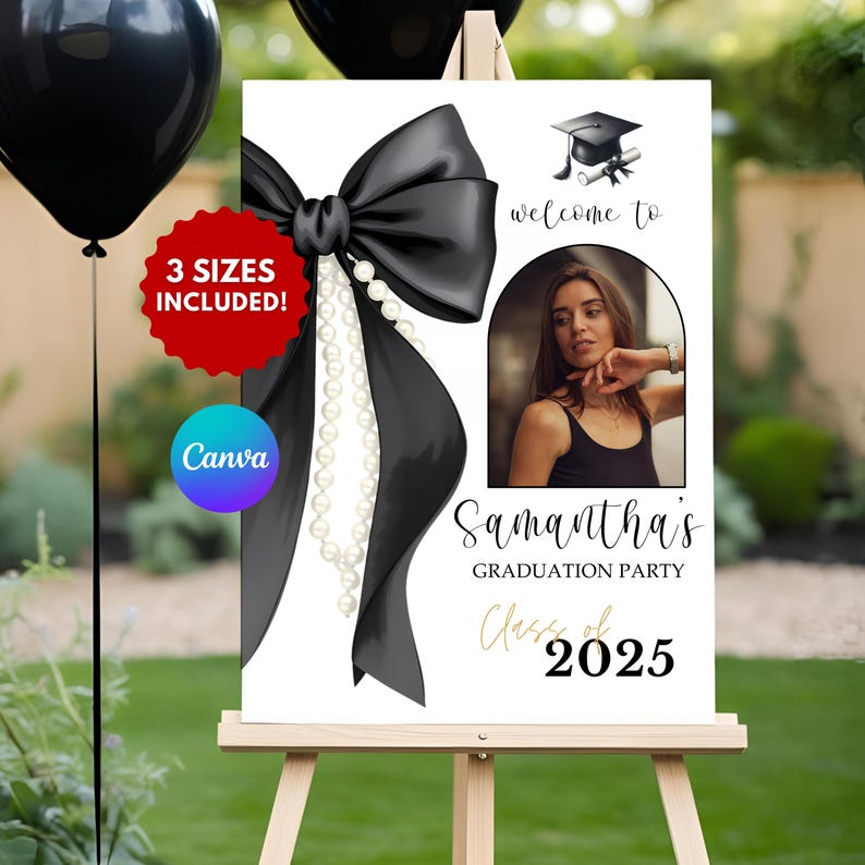 Editable Graduation Welcome Sign Canva Template | Class of 2025 Photo ...