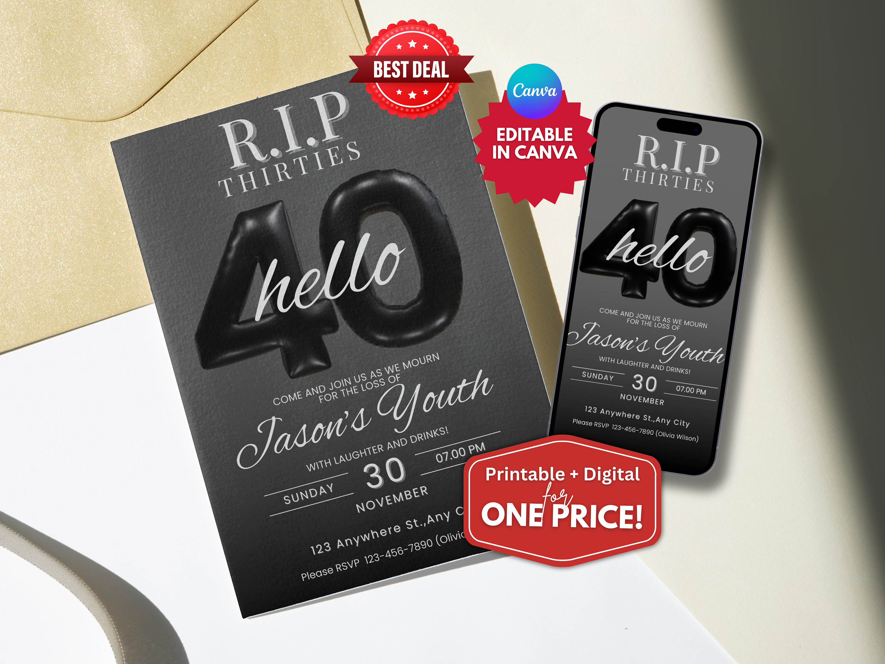 RIP 30s 40th Birthday Invitation: Animated Text Invite (digital) - Etsy