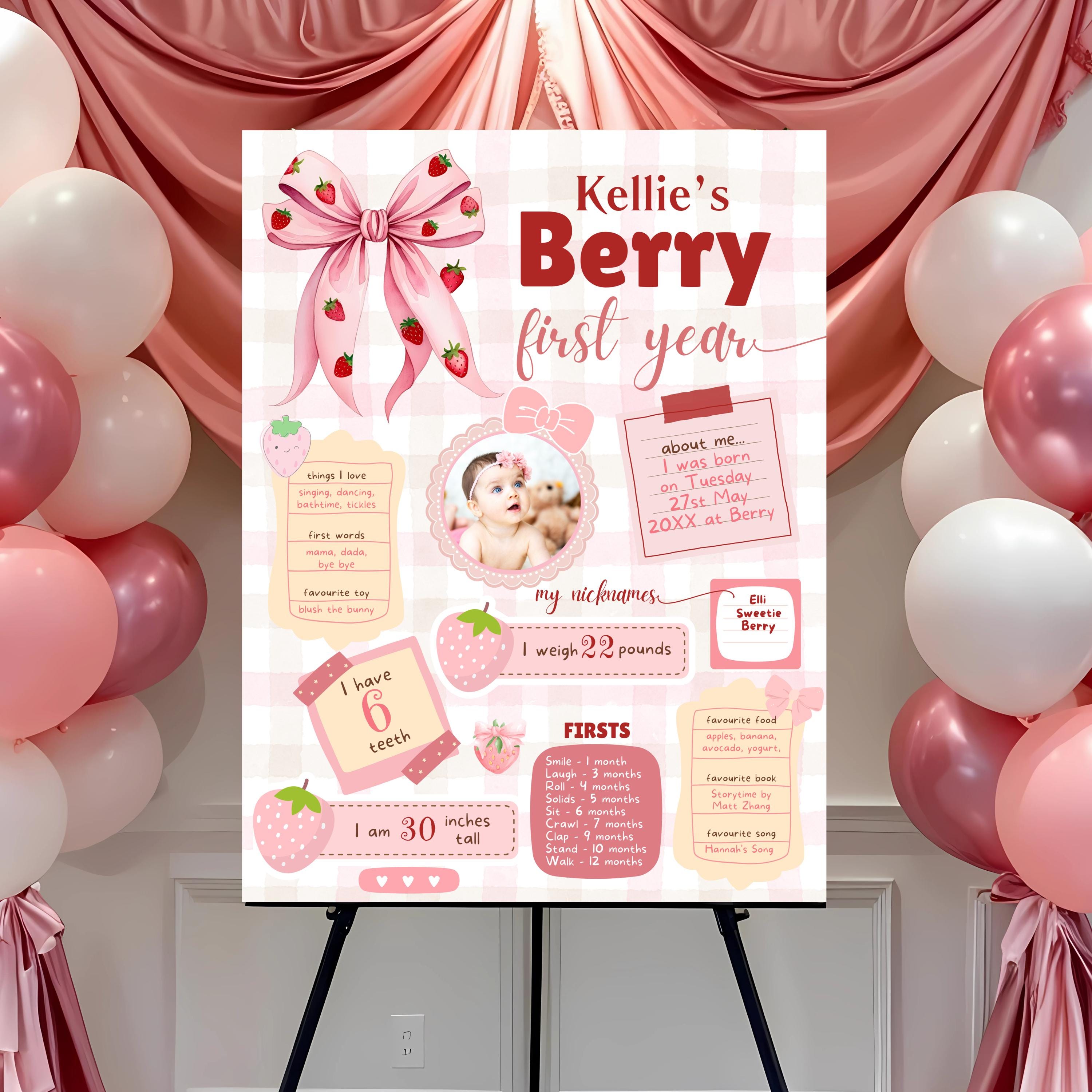 Berry First Birthday Invitation Bundle | Strawberry 1st Birthday Girl ...