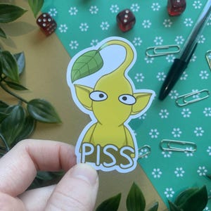 Piss Yellow Pikmin-sticker, Pikmin-vinylsticker, Pikmin Merch, Pkimin Bloom-sticker, gamingstickers, cadeaus voor gamers, Pikmin-nectar