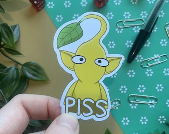 Piss gele Pikmin-sticker, Pikmin-stickers, Pikmin Merch, Pkimin Bloom-sticker, gamingstickers, cadeaus voor gamers, Pikmin-nectar