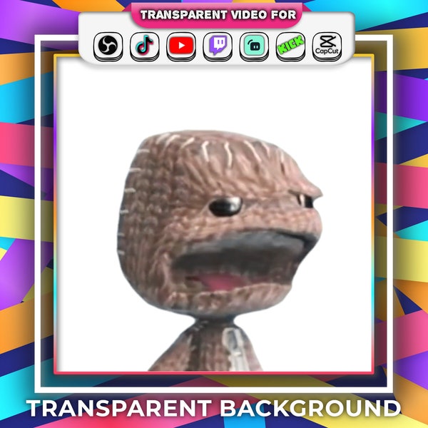 Sackboy Turning Around Meme Transparent Background Funny with Audio Stream Alert Webm file | Twitch Youtube OBS Tiktok Animated Emotes Gif